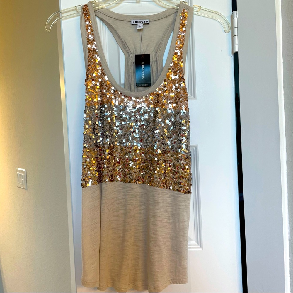 Express sequin tank top, size small